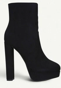 Carvela Ladies Black Suedette Platform Block Heel Ankle Boot UK 8 Zip Fastening - Picture 1 of 11