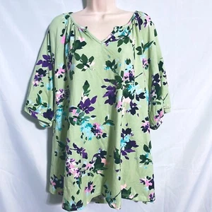 Denim & Co Cute Green Floral Top Size 3X - Picture 1 of 3