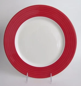 DUDSON Fine China Red Rim Dinner PLATES 11 3/8" made in England SET-4 NEW - Picture 1 of 5