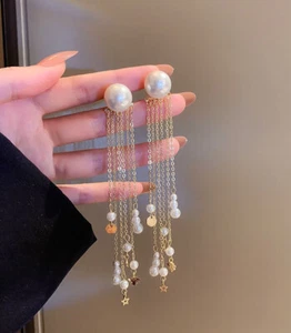 New  Acrylic Faux Pearls 925 Silver Studs Earrings - Picture 1 of 6