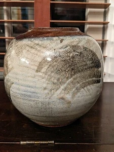 Blau Ton Rad geworfen Topf, Vase, Utensilien Halter Keramik 5” x 5” schönes Fass??? - Bild 1 von 7
