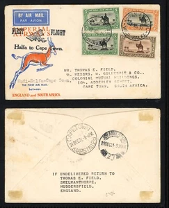1931 Sudan First Flight Cover To South Africa Imperial Airmail Wadi Halfa 2.25pi - Picture 1 of 3