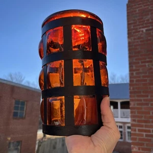Felipe Derhflingher Vintage Brutalist Light Pendant Lamp Encased Amber Glass - Picture 1 of 11