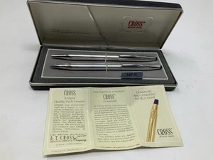 Cross Century Sterling Silver Vintage Ballpoint Pen & Pencil Set With Case - Picture 1 of 18