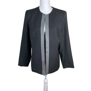 Vintage Talbots Jacket Women’s Sz 10 100% Wool Gray Open Front Blazer 1980s - Picture 1 of 10
