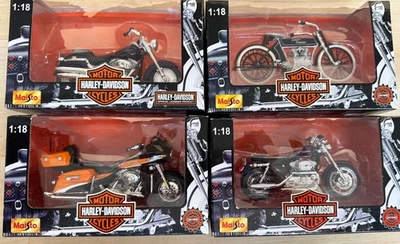 4 motocicletas Harley Davidson - 1:18 - Sportster/Fltrsei Screamin/1909/Fatboy Foto 1 de 4