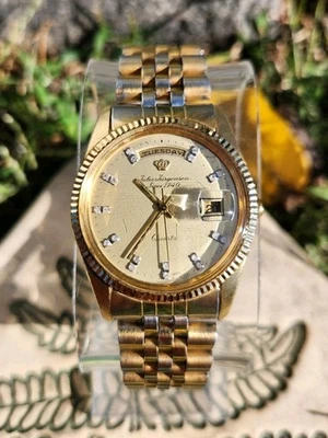 Reloj para hombre de colección Jules Jurgensen 6482 President RARO esfera diamante día/fecha 34 mm!! Foto 1 de 4