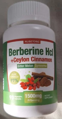 Nubetong Berberina HCl con Ceilán Canela Vegie Cap 90 1500 mg Exp 12/2026 Foto 1 de 2