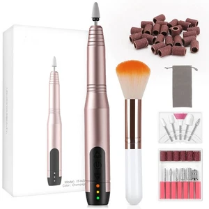 Cordless Electric Nail Drill File w/ Multiple Heads Manicure Pedicure Tools Set - Picture 1 of 16