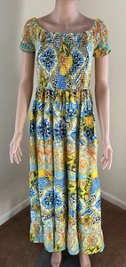 ANTICA SARTORIA by GIACOMO CINQUE LONG DRESS SMOCKED TOP  NWT O/S POSITANO BEACH - Picture 1 of 15