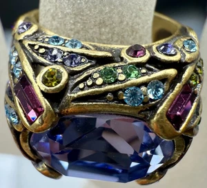 NACHLASS HEIDI DAUS SIGNIERT PASTE AMETHYST VERZIERT MEHRFARBIGER STEIN RING GRÖSSE 7 - Bild 1 von 19