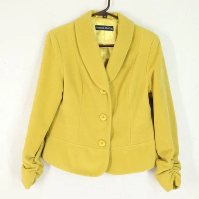 Chaqueta Blazer De Colección PAMELA MCCOY S Amarilla Manga Larga Forrada Acanalada Foto 1 de 4