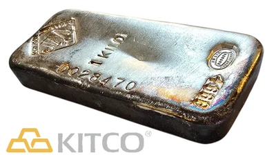 Vintage Johnson Matthey 1 Kg Fine Silver Poured bar 999+ #D 028470 - Image 1 of 4