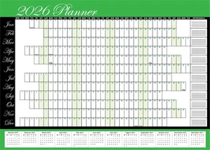A3 - A1 Year Planner Wall Calendar Home Office Green Black Holidays - Picture 1 of 3