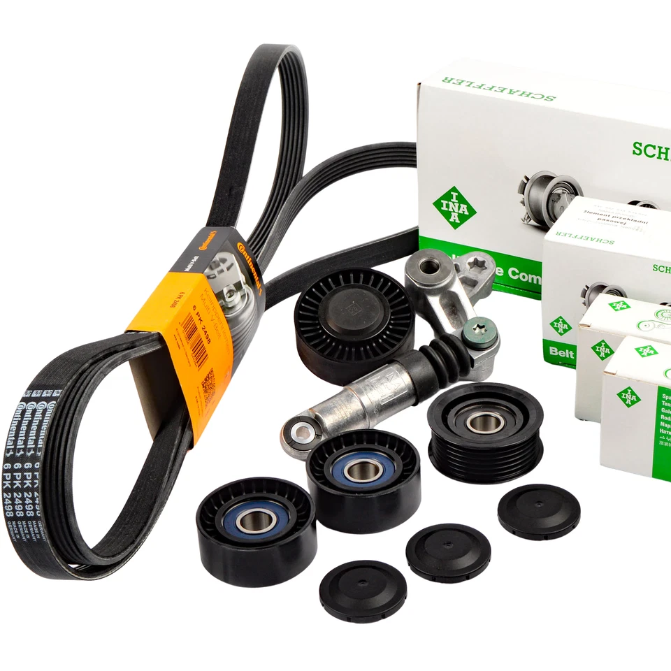 CONTI 6PK2498 Keilrippenriemen + INA Rollen Satz für AUDI A4 A5 A6 Q5 2.7-3.0TDI - Bild 1 von 4