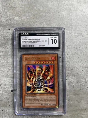 Yugioh Card Lava Golem Ultra R CGC 10 Gem, Invasion of Chaos SE IOC-SE4 2004 - Image 1 of 4