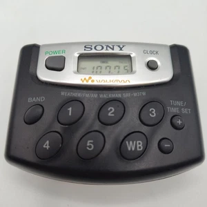 Sony Walkman SRF-M37W Weather FM AM Radio Portable Black Clock Vintage Tested - Picture 1 of 5