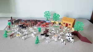 VTG. Hard Plastic Farm Animal Toys Lot 65 Animals\House\3 People\Trees\Windmill - Picture 1 of 24