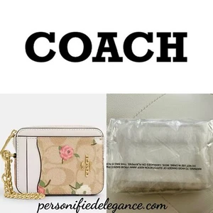NUEVO Estuche para Tarjetas Coach Signature Lona Recubierta Estampado Floral Tiza Multi Cadena $118 - Imagen 1 de 24