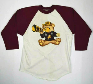 ASU T-Shirt VTG Arizona State Size XS/S 80s Teddy Bear Baseball Shirt Grunge - Picture 1 of 10