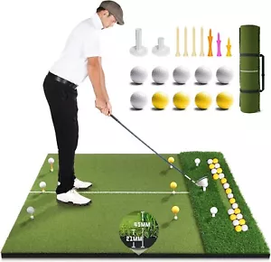 Premium Dual-Turf Golf Mat with Ball Tray, 5x4 FT Golf Hitting Mats Practice - Picture 1 of 12