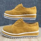 Pazzle Shoes Womens 7.5 Kitty Casual Slip On Platform Sneakers Yellow Fabric