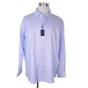 NUOVA camicia uomo David Donahue XL blu geometrica manica lunga 100% cotone 75€ - Foto 1 di 12