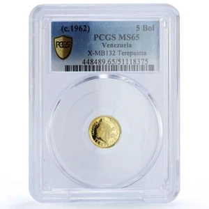 Venezuela Terepaima 5 Bolivares Caciques Indian Chiefs MS65 PCGS gold medal 1962 - Picture 1 of 3
