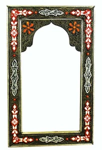 Moroccan Wall Mirror Large Authentic Home Decor Handmade Orange Blue Silver Red - Picture 1 of 3