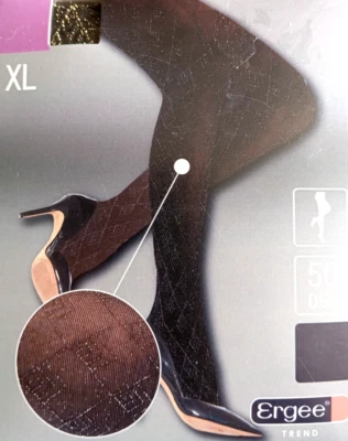 Ergee trend Lurex Strumpfhose mit glitzerndem Muster Schwarz  Gold 50Den XL - Bild 1 von 4