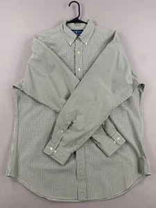 Camicia Ralph Lauren vintage uomo L grande 16/35 verde bianco con bottoni manica lunga - Foto 1 di 17
