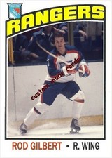 Custom made topps-style 1976-77 New York Rangers Rod Gilbert hockey card