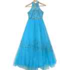 Sky Blue Beaded Halter Pageant Quinceanera Homecoming Gown | XS