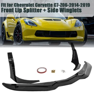 For 2014-2019 Corvette C7 Z06 Stage 3 Front Lip Splitter & Winglets Carbon BLACK - Picture 1 of 16