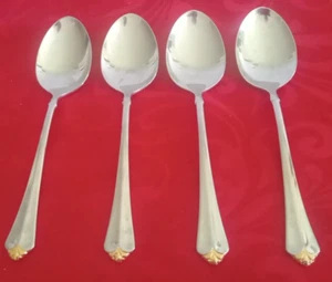 Oneida 18/10 stainless Golden Juilliard lot of 4 soup spoons 7 3/16" EUC - Picture 1 of 5