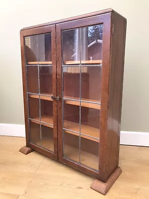 Small Oak Vintage Glazed Door Bookcase • 65£