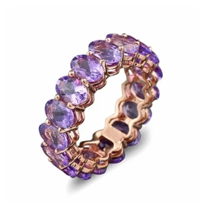 Amatista Anillo Memoria Violeta 5,50 Quilates 750 Oro Rosa Valor Nuevo - Imagen 1 de 5