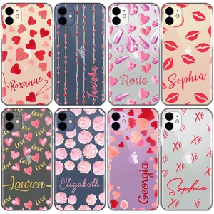 Personalised Phone Case For Samsung J6/Note20 Initial Lips/Heart Clear Cover - Picture 1 of 19