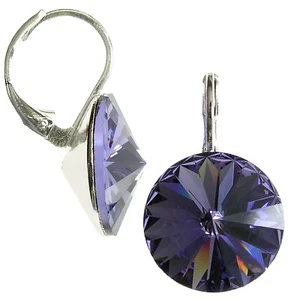 Ohrringe mit Swarovski Elements Kristall 14 mm in der Farbe Tansanit - Picture 1 of 1