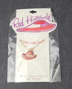 Necklace-Red H'attitude "Sass with Class" 18 kt gold finish 18" chain-New in pkg - Picture 1 of 2