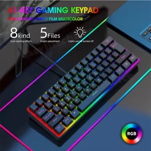 60% True Mechanical Gaming Keyboard Untra-Compact Wired LED RGB Backlit 61 Key - Picture 1 of 11