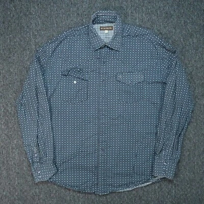 Stetson Shirt Mens Large Blue Polka Dot Pearl Snap Long Sleeve Western * - Image 1 of 4