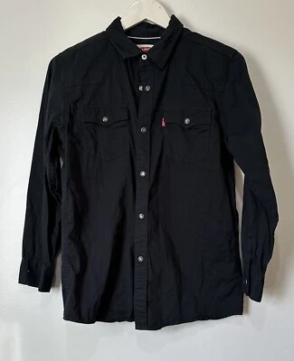 Levi’s Pearl Botón A Presión Manga Larga Western Negro Juvenil Talla Grande 12/13  Foto 1 de 4