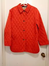 Burberry Polyester Quilted Jacket Short Coat Orange Red Fit Medium