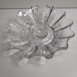 Candelabro cónico vintage de vidrio transparente en forma de flor - Imagen 1 de 5