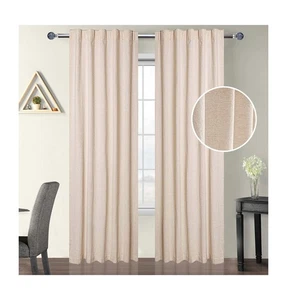 Natural Cotton Tab Top Curtains – 50x108 inch Window Panel Set, 2 Panels for ... - Picture 1 of 9