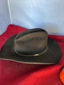 Vintage Wrangler Sheepskin Leather 5X Beaver Cowboy Hat Size 7 3/8 Stetson - Picture 1 of 8