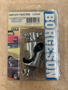 Borgeson 123449 Plshd Stnlss Sngl Steering U-Joint 3/4In-36 Spl X 3/4In Double-D - Picture 1 of 6