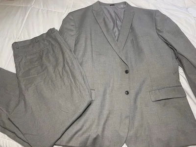 Traje J Ferrar Gris Claro 46/32 2 Piezas Chaqueta Pantalones Foto 1 de 4