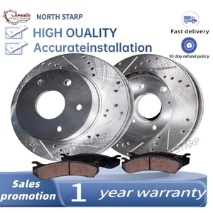 For 2010 - 2020 Ford F-150 Lincoln Navigator Front Drilled Rotors Brakes Pads - Picture 1 of 5